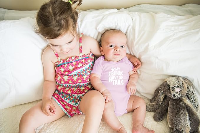 AW Fashions My Siblings Have Tails Baby Bodysuit Funny Cute Newborn Outfit Girl Boy Unisex Romper Clothes
