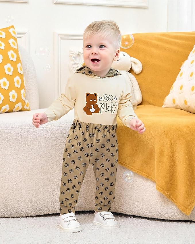 Baby Clothes Boy Newborn Outfits Animal Print Long Sleeve Romper and Pants 2PCS Fall Winter Infant Clothing Set