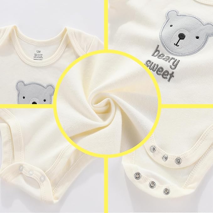Unisex Baby Cotton Bodysuits 4-pack Short Sleeve Newborn Clothes