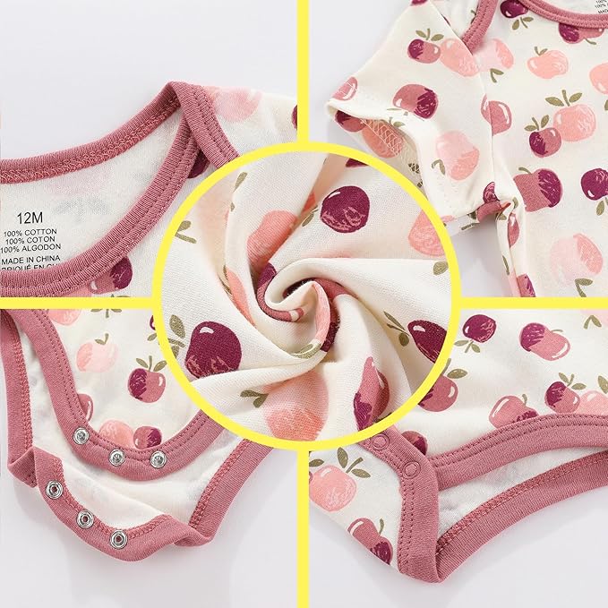 Unisex Baby Cotton Bodysuits 4-pack Short Sleeve Newborn Clothes