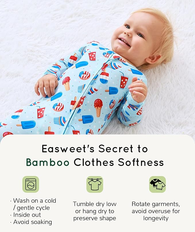 Bamboo Viscose Baby Boy Footie Pajamas, Infant Clothes, 2 Way Zipper Newborn Sleepers