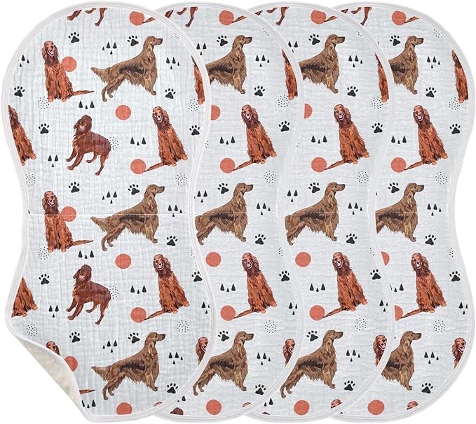 vvfelixl Irish Setter Dog Pattern Burp Cloths for Baby Boy Girls Baby Washcloths Burp Rags 1 Pack