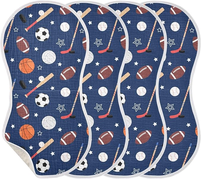 vvfelixl Muslin Burp Cloths Team Sports Baby Washcloths for Baby Girl Boys 2 Pack