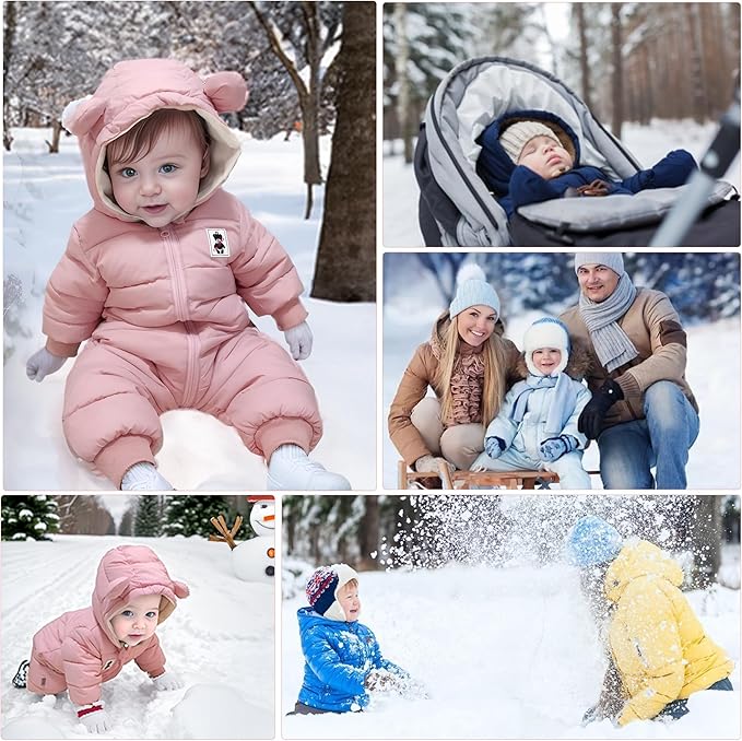 LAT Baby Snowsuit Winter -Super Warm New Born baby girls Jacket Hoodie Romper -Unisex Coat Toddler Clothes