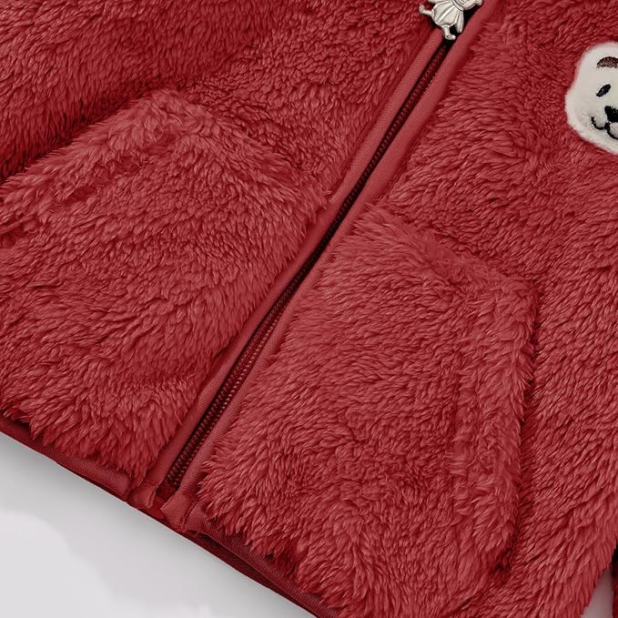 Baby Boys Girls Fleece Jackets Zip Up Hoodies Cute Bear Coats Fall Winter Fuzzy Jacket Newborn Boys Girls Outwear