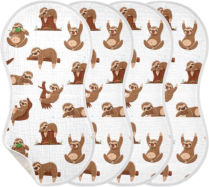 vvfelixl Sleeping Sloth Burp Cloths for Baby Boy Girls Baby Washcloths Burp Rags 1 Pack