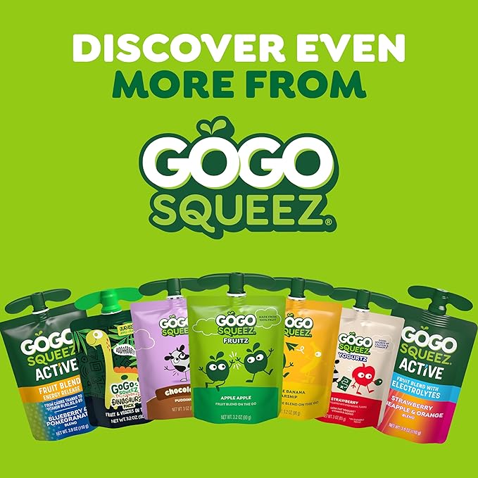 GoGo squeeZ yogurtZ Variety Pack, Blueberry & Berry, 3 oz (Pack of 20), Kids Snacks Made from Real Yogurt and Fruit, No Fridge Needed, Gluten Free, Nut Free, Recloseable Cap, BPA Free Pouches