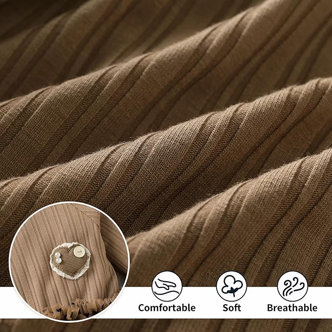 YOUNGER TREE Newborn Baby Girl Romper Dress Outfits Long Sleeve Floral Tutu Bodysuit with Leggings Hat Infant Fall Clothes