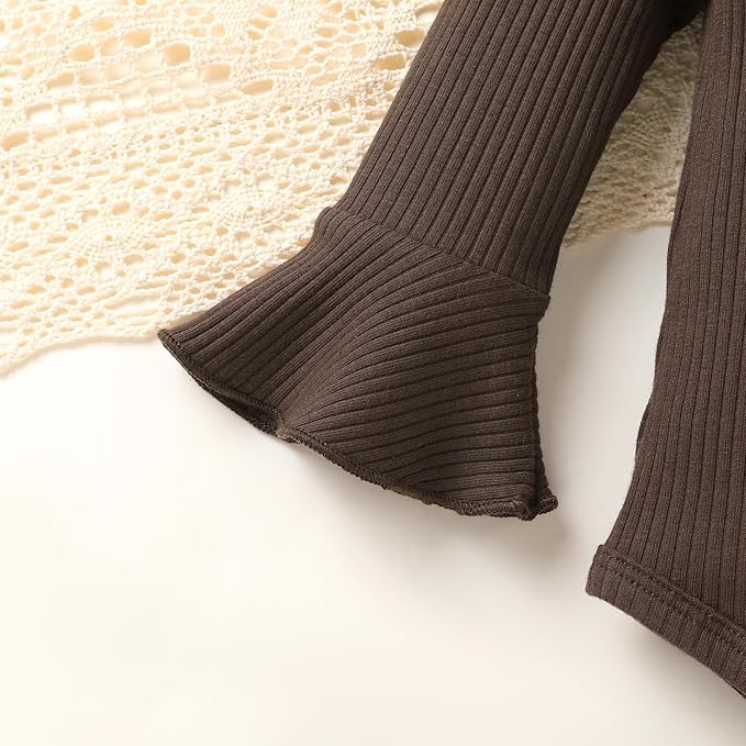 Tiny Cutey Newborn Baby Girl Clothes Bell Sleeve Romper and Corduroy Overalls Shorts Infant Girl Fall Outfits