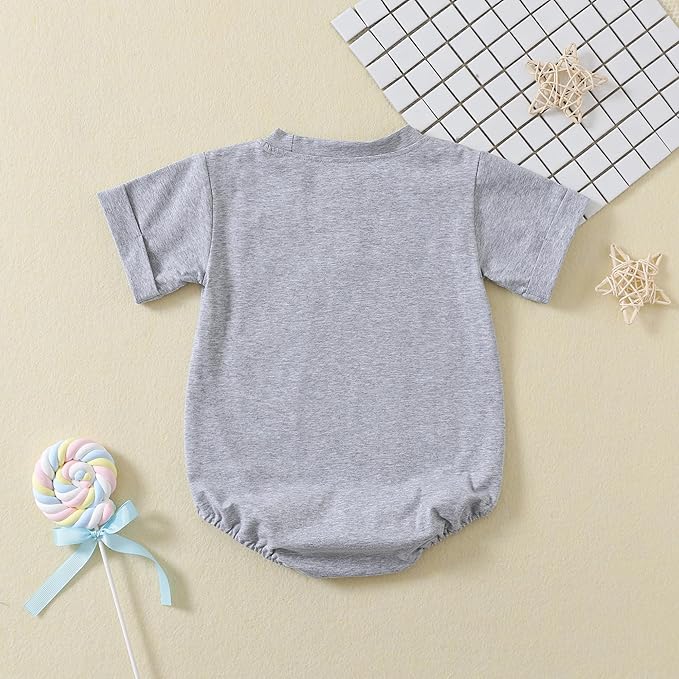Jimonda Baby Boy Girl Bubble Romper Solid Color Bodysuit Short Sleeve Organic Cotton T-Shirt