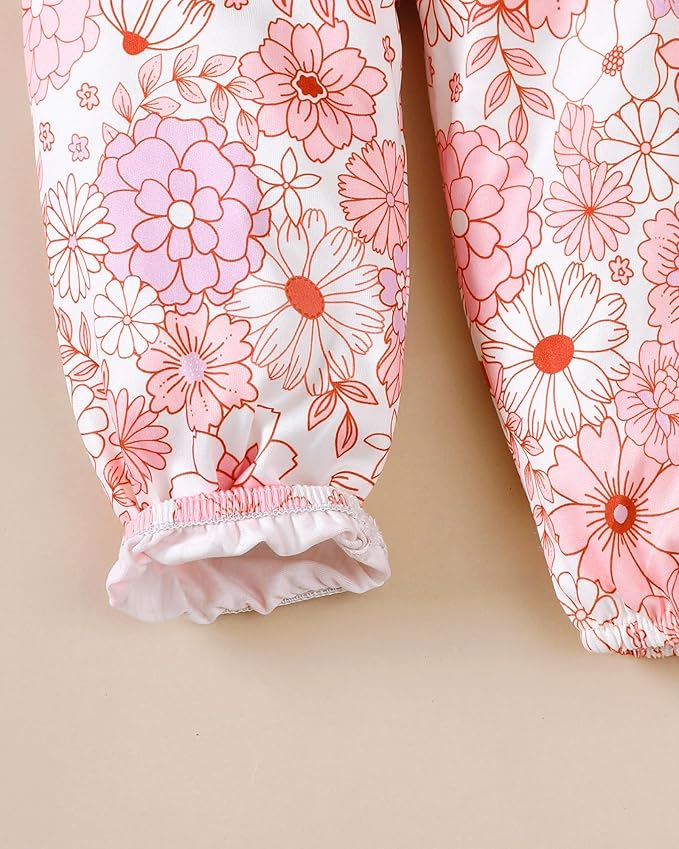 Jecson Newborn Baby Girl Clothes: Soft Cotton Infant Outfits Ruffles Sleeve Romper & Pants Set Cute Fall Home Outing 0-18M