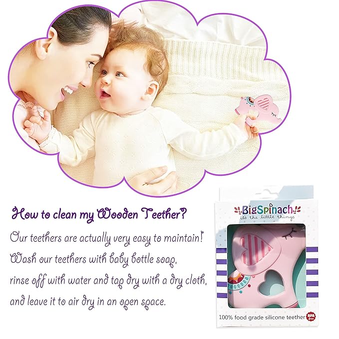 Soft Pink Elephant Teether Toy for Babies 3-6/6-12 Months Silicone Teething Toy Gift for Girls Gum Massager Anxiety Relief Items