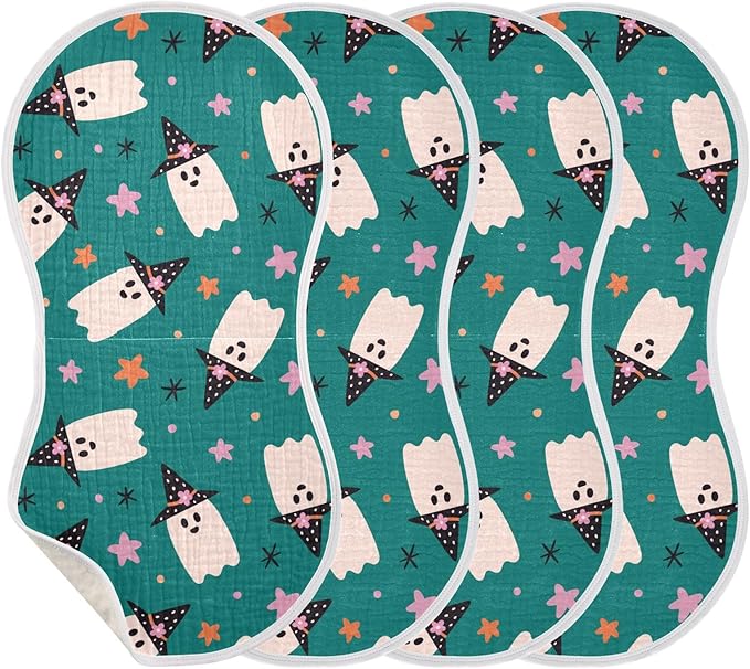 vvfelixl Halloween Ghosts Burp Cloths for Baby Boy Girls Baby Washcloths Burp Rags 1 Pack