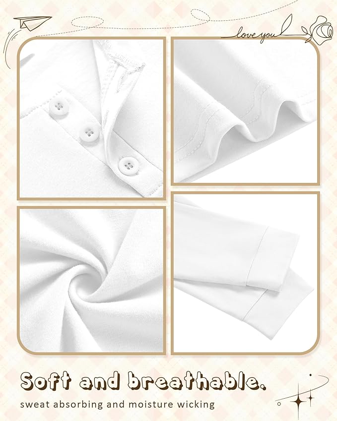 4 Pack Boys' Long Sleeve Shirts Girls' Henley Tees Toddler Baby Knit Casual Tops Kids Fall Clothes Unisex