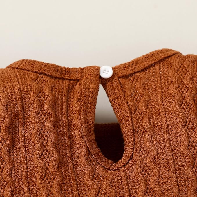 Happy Town Baby Girl Romper Infant Fall Winter Clothes Ruffle Sweater Long Sleeve Bodysuit Jumpsuit and Headband