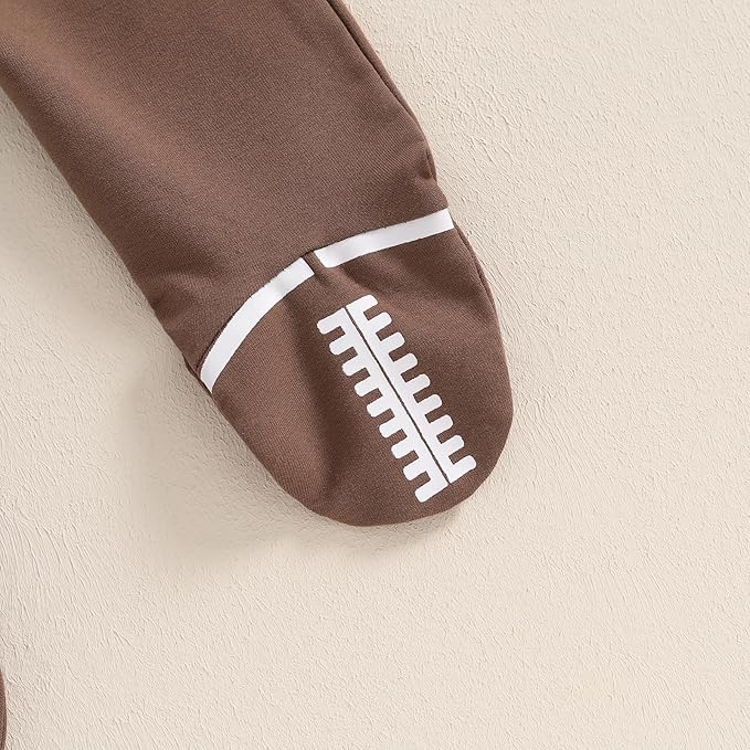 allshope Newborn Baby Boy Girl Fall Outfit Romper Sweatshirt Football Rugby Print Onesie Jumpsuit Bodysuit Infant Clothes