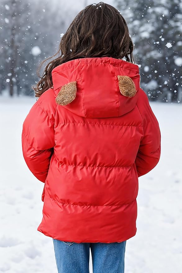 TUONROAD Baby Girls Coats for 6 Months-5 Years Toddlers Boy Winter Jacket Warm Bear Hooded Outdoor Coats Size 5