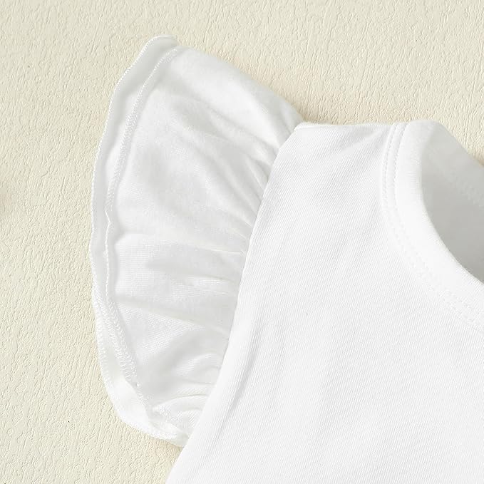 LYSMuch Baby Girls Ruffle Sleeves Bodysuit Infant Solid Color Top Jumpsuit