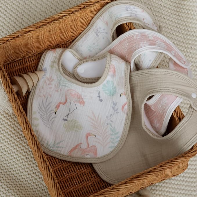 Muslin Baby Drool Bibs for Unisex Boys Girls, 10 Pack Soft Cotton Baby Bib for Teething Drooling, Essentials Shower Gift (10, Light Pink)