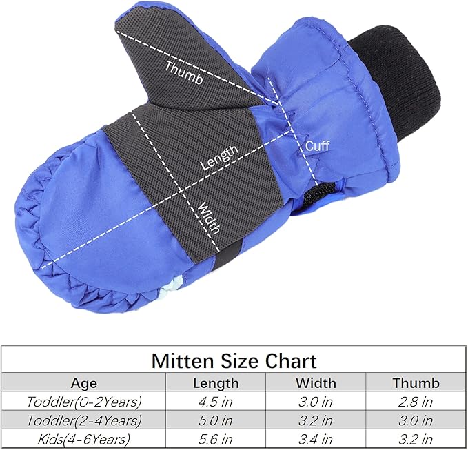 F Flammi Toddler Kids Snow Mittens with String Waterproof Ski Mittens Thinsulate Winter Gloves for Baby Girls Boys