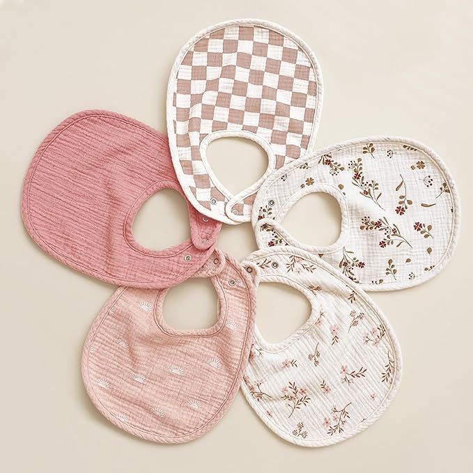 Konssy Muslin Baby Bibs 8 Pack Baby Bandana Drool Bibs Cotton for Unisex Boys and Girls, Soft Absorbent Set for Teething and Drooling