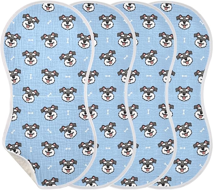 vvfelixl Muslin Burp Cloths Miniature Schnauzer Dog Heads Baby Washcloths for Baby Girl Boys 2 Pack