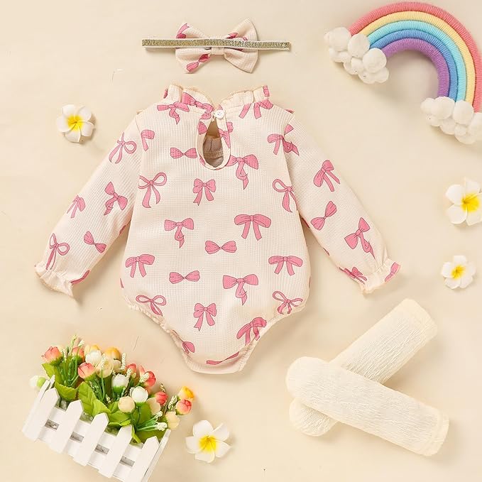 GRNSHTS Newborn Baby Girl Clothes Ruffle Rompers Toddler Fall Outfits for Girls Set Little Girl Fall Winter Clothing