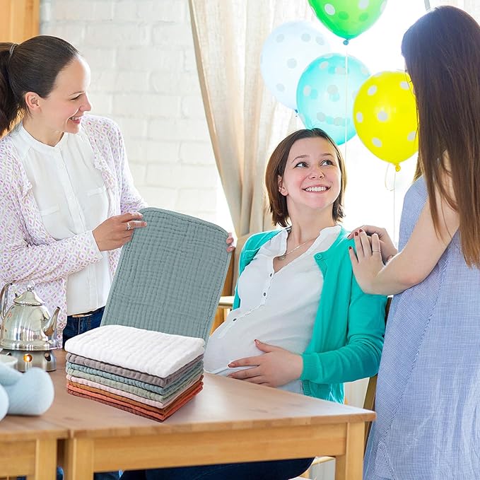 8 Packs Muslin Burp Cloths Large 20" x 10", 6 Layers Unisex Baby Absorbent 100% Cotton Burp Rags Colorful Muslin Washcloths for Baby Plain Soft Cotton Cloth for Babies Girls Boys(Classic Colors)