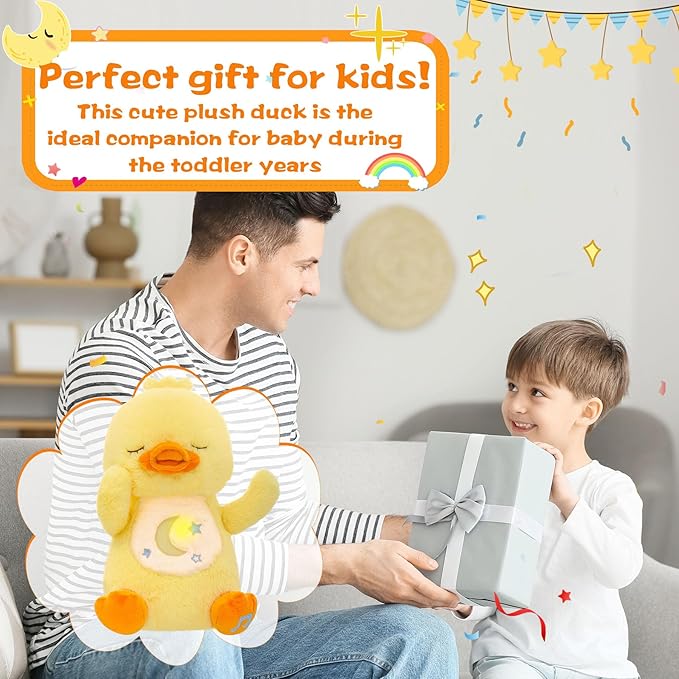 MIAODAM Breathing Stuffed Animal Penguin Plush with Realistic Breathing Action, Lighted Music Stuffed Animals for Anxiety Perfect for Babies and Kids