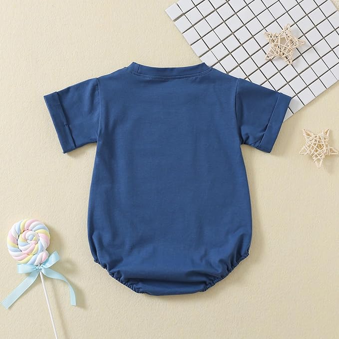 Jimonda Baby Boy Girl Bubble Romper Solid Color Bodysuit Short Sleeve Organic Cotton T-Shirt