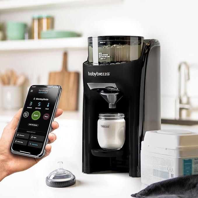 Baby Brezza Formula Pro Advanced WiFi Formula Dispenser - Automatically Mix a Warm Formula Bottle From Your Phone Instantly – Easily Make Bottle With Automatic Powder Blending Machine, Black