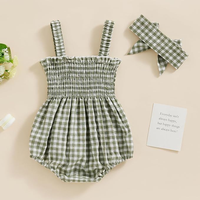 Newborn Baby Girl Bodysuit Sleeveless Halter Frill Romper One-piece Jumpsuit with Headband Summer Clothes Set