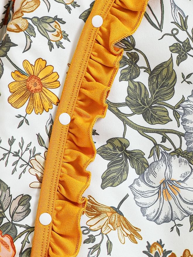 Newborn Baby Girl Clothes Infant Floral Print One-Piece Romper+Jumpsuit+Bodysuit+Hat+Headband