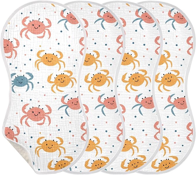 vvfelixl Colorful Crab Burp Cloths for Baby Boy Girls Baby Washcloths Burp Rags 1 Pack