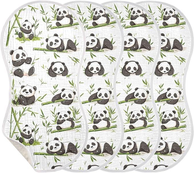 vvfelixl Pandas Bamboo Burp Cloths for Baby Boy Girls Baby Washcloths Burp Rags 1 Pack