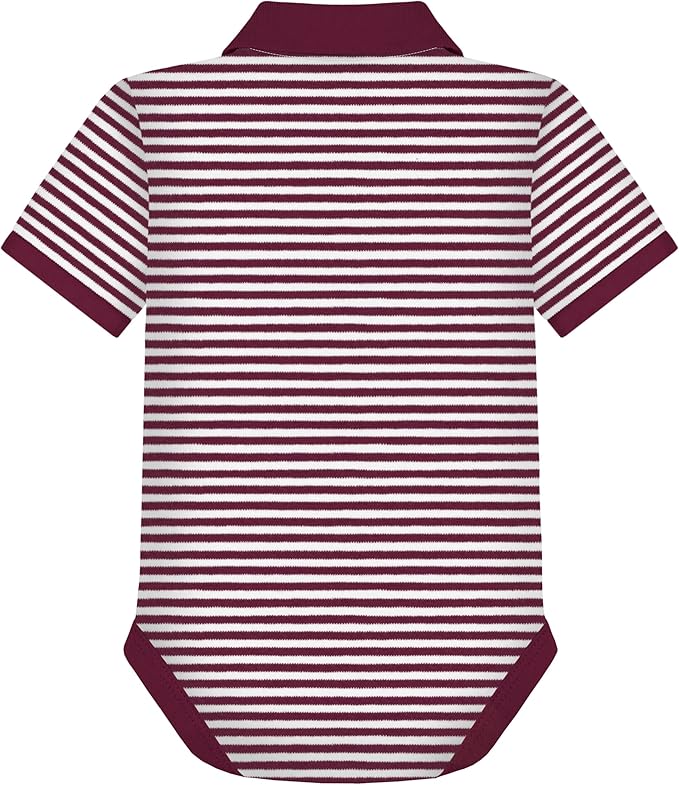 Creative Knitwear College Baby Striped Polo Bodysuit - Team Logo, Multiple Colors, for Boys & Girls (0-12 Months)