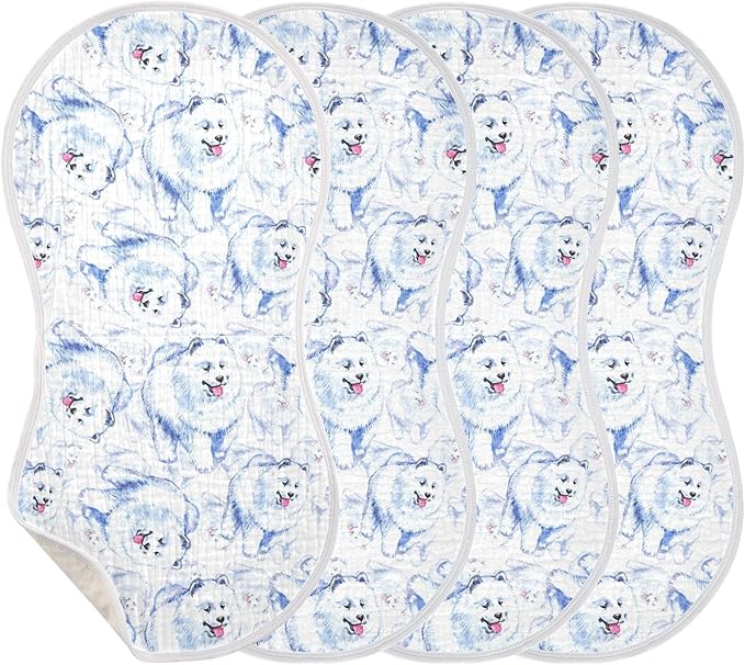 vvfelixl Burp Cloths Samoyed Dog for Baby Boy Girls Baby Washcloths Burp Rags 1 Pack