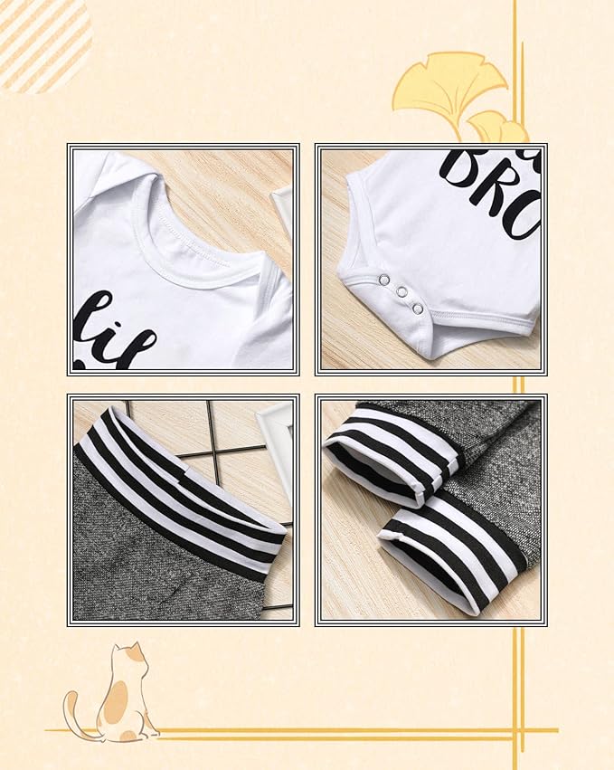 Fommy Newborn Baby Boy Clothes New to The Crew Letter Print Romper+ Pants+Hat 3PCS Outfit