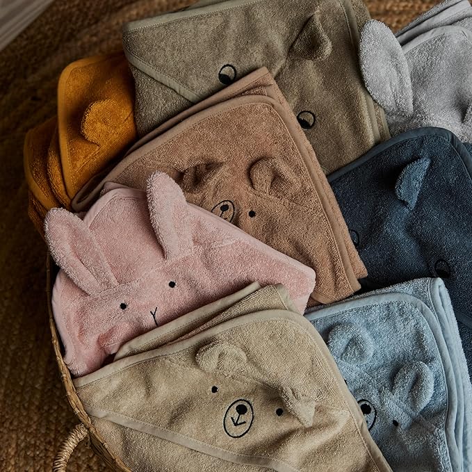 Baby Hooded Towel – Organic Cotton Baby Bath Towels – Baby Towels, Baby Bath Towels for Baby Boy, Baby Girl, 32" x 32" Super-Soft and Absorbent Baby Towels for Newborn (Rabbit - Blush)