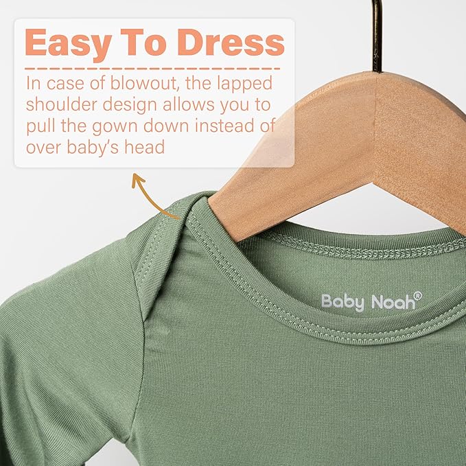 Newborn Baby Knotted Gown, Ultra-Soft Infant Sleeper Coming Home Outfit with Hat, Bowknot (2 Packs)