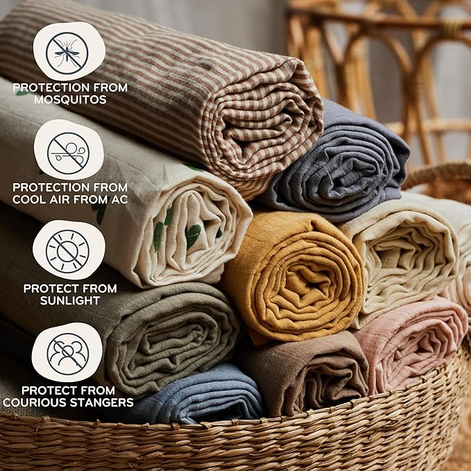 Car Seat Cover Baby - Organic Cotton - Carseat Covers Baby - Carseat Cover - Car Seat Canopy - Carseat Canopy - 100% Muslin Cotton, 43" x 32" (Cedar)