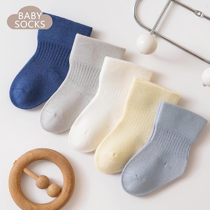 Baby Girls/Boys Socks Soft Cotton Infant Sock Set Newborn Dress Socks 5 Pairs Comfortable Sock for Toddler