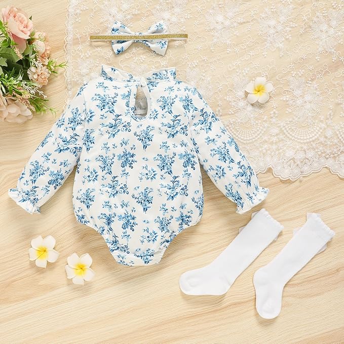 GRNSHTS Newborn Baby Girl Clothes Ruffle Rompers Toddler Fall Outfits for Girls Set Little Girl Fall Winter Clothing
