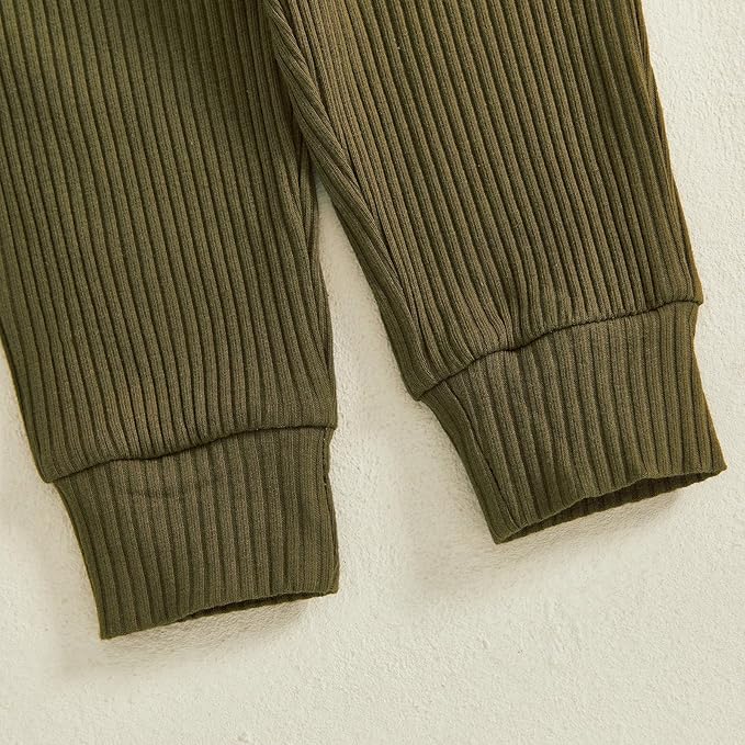 fhutpw Baby Boy Clothes 3 6 12 18 Months Ribbed Knitted Long Sleeve Romper and Pants Sets Newborn Fall Splicing Color Outfits