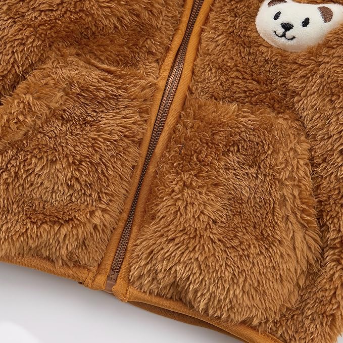 Baby Boys Girls Fleece Jackets Zip Up Hoodies Cute Bear Coats Fall Winter Fuzzy Jacket Newborn Boys Girls Outwear