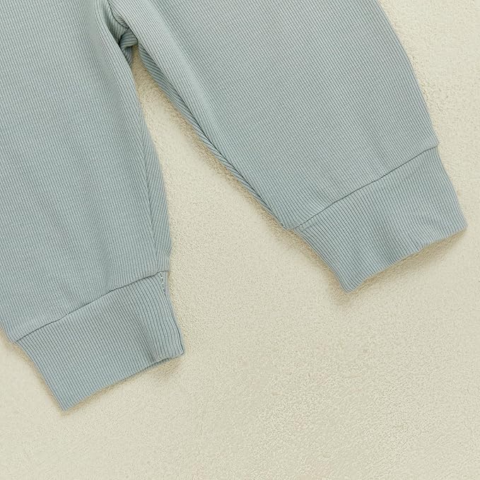 fhutpw Baby Boy Clothes 3 6 12 18 Months Ribbed Knitted Long Sleeve Romper and Pants Sets Newborn Fall Splicing Color Outfits