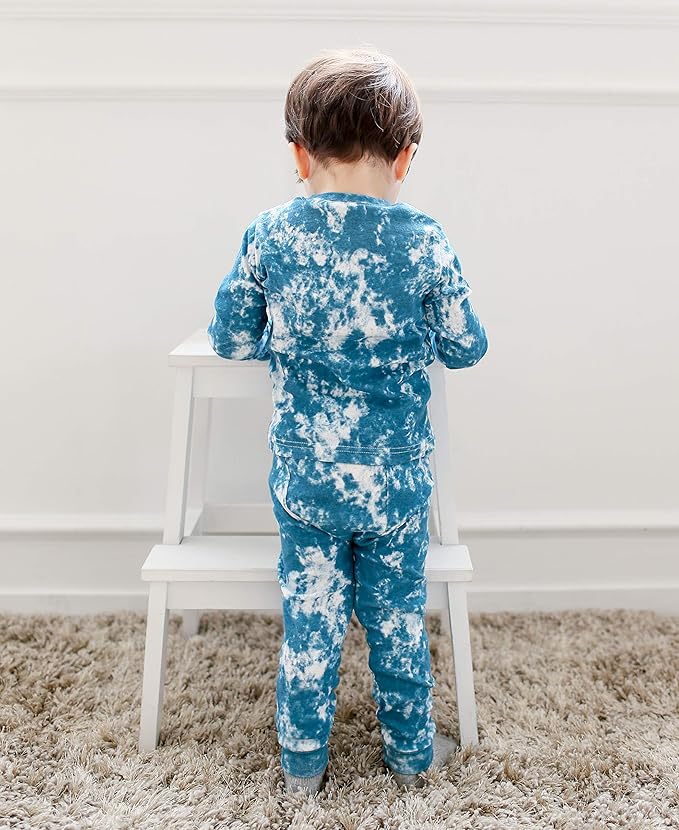 VAENAIT BABY 12M-12Y Toddler Kids Boys Girls 100% Cotton Marbling Tiedye Sung Fit Sleepwear Pajamas 2pcs Pjs Set