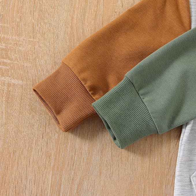 BemeyourBBs Newborn Baby Boy Clothes Color Block Long Sleeve Zipper Hooded Romper with Pocket Fall Winter One Piece Outfits