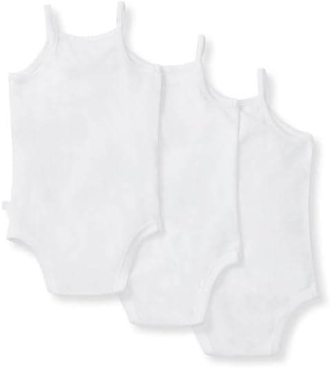 Burt's Bees Baby Girls' One-Piece Organic Cotton Camisole Bodysuits, 3-Pack