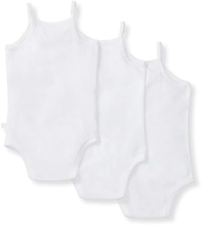 Burt's Bees Baby Girls' One-Piece Organic Cotton Camisole Bodysuits, 3-Pack